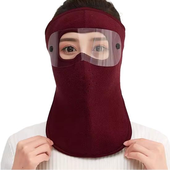 Winter Cycling Fleece Face Guard with Goggles Men Women Cold Weather Outdoor Clear Vision Windproof Antifog Goggle Thermal Full Face Guard