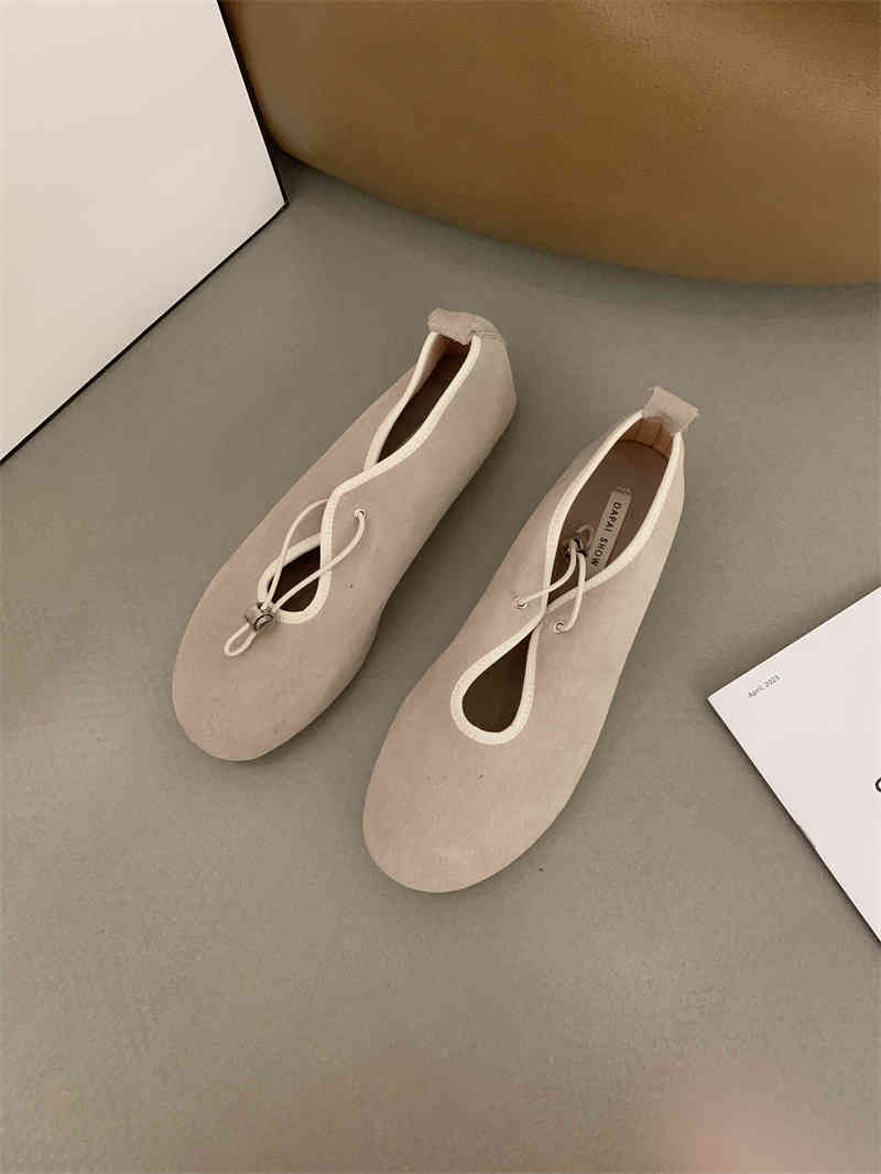 

Fashion IPPEUM Ballerina Shoes For Women 2025 New Fashion Round Toe Blue Velvet Ballet Flat Shoes 225 бежевый