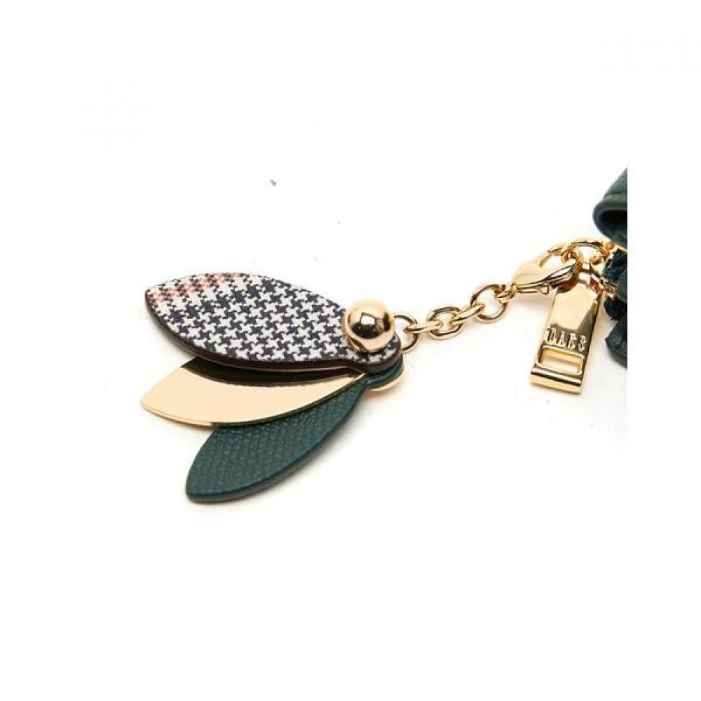 Daks Green Leather Check Flower Decoration Wallet Dcwa2f307e2