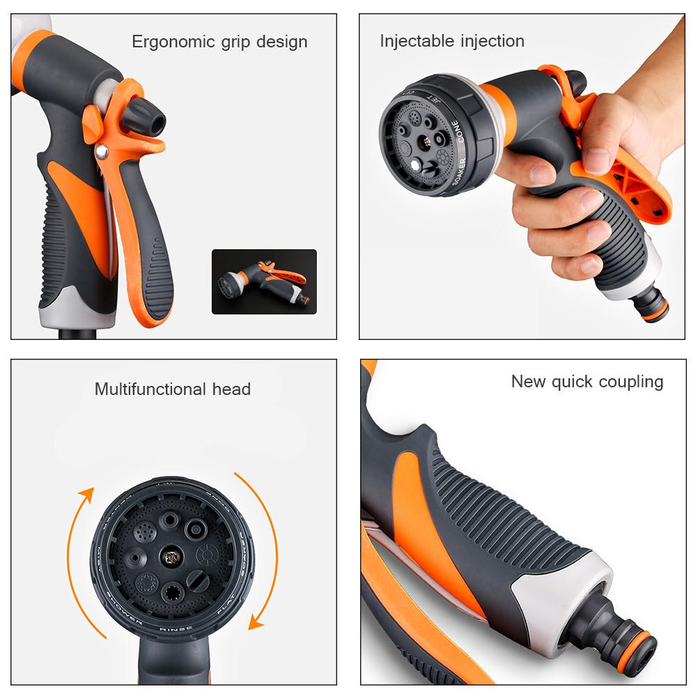 Pulverizator Duș de Mână pentru Furtun de Grădină 8 Modele de Irigare Reglabile Pulverizator de Mână de Înaltă Presiune