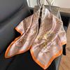 91Cm French Striped Large Square Scarf Women's Spring and Autumn Versatile Small Silk Scarf Stewardess Scarf White Scarf Foreign Style Shawl Women
