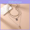 Collier pendentif géométrique en alliage pour femmes avec éléments circulaires et style tendance