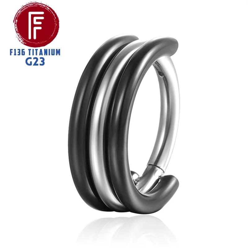G23 Titanium Daith Cartilage Earrings 16G Helix Nose Septum Piercing Conch Hinged Clicker Body Jewelry Ear Ring Zircon