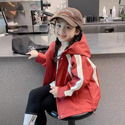 Girls' Hooded Autumn Windbreaker – Korean Style Casual Jacket for Children