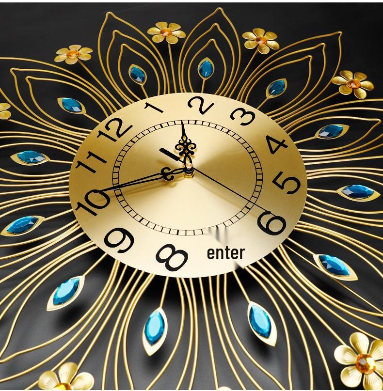 European Luxury Peacock Wall Clock for Elegant Living Room Decor