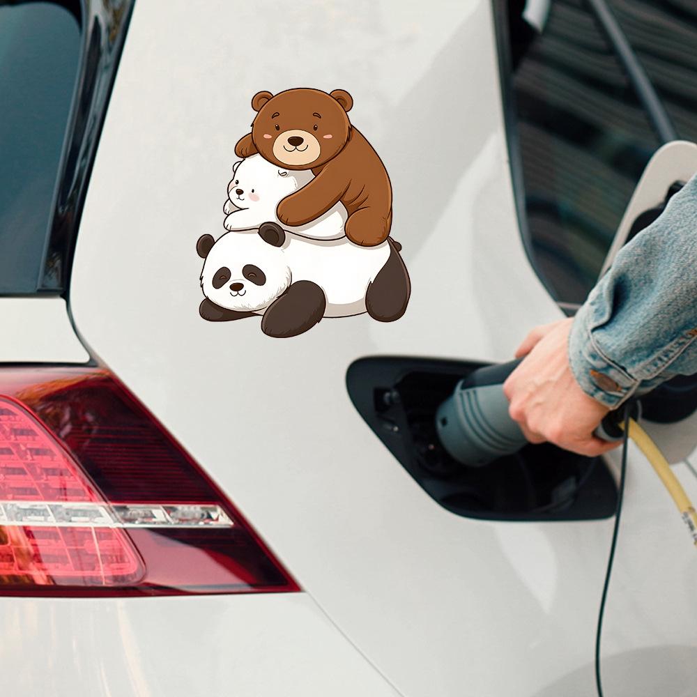 Cartoon Cute Animal Stacked Luohan Glass Car Beautification Decoration Window Stickers
