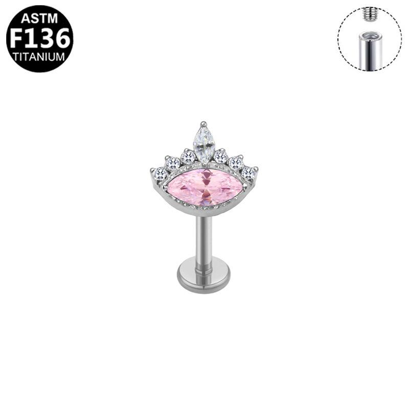 Gaibei G23 Titanium Tragus Piercing with Inner Thread and Water Drop Zirconia 3D Design