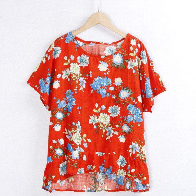 

Удобная рубашка свободного кроя с круглым вырезом и коротким рукавом, с принтом маленьких рыбок 17# red background color All yards