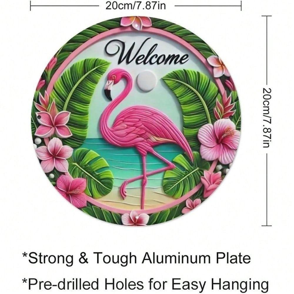 Retro Pink Flamingo Tin Sign 8x8 Inch Metal Wall Art Living Room Decor