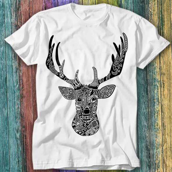 Aztec Deer Silhouette Doodle T Shirt Top Tee 481