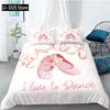 Ballett Bettbezug Set King Mikrofaser Ballett Accessoire Schuhe Kleid Bettwäsche Set für Mädchen Rosenblätter Sommerstil Steppdecke