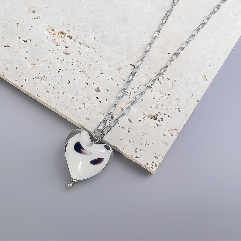Delicate Glass Pendant Charm Choker Necklace Elegant Collar Chain Fashionable Neckwear Gift Jewelry for Girls Lady