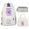 Primary and secondary school students schoolbag three-piece set, animation cartoon personalized printing backpack, casual pencil bag, meal bag