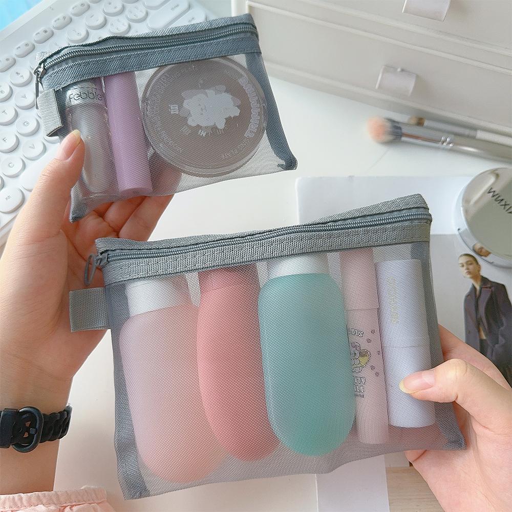 1/3pcs Mesh Transparent Cosmetic Bag Skin Care Storage Bag Handbag Portable Travel Wash Organizer Student Stationery Bag