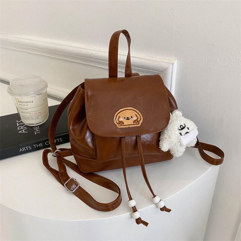 Stylish Vintage Student Backpack For Class And Travel In Black Brown And Coffee Colors