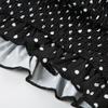 Women Summer Sweetheart Neck Polka Dot Ruffle Hem Slim Fit Sleeveless Camisole Top
