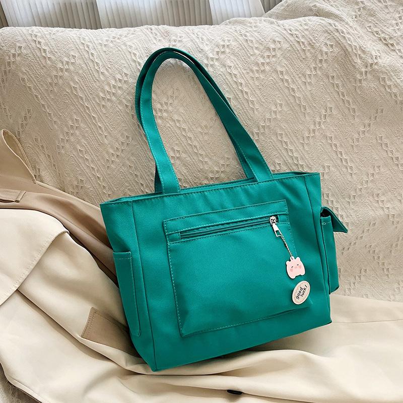 Lazy wind solid color canvas bag small fresh student bag commuter large capacity portable shoulder tote bag women