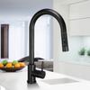 New 360Rotation Swivel Single Handle Kitchen Hot & Cold Water Mixer Taps Deck 304 material Black Pull Out Kitchen Faucet Two Function