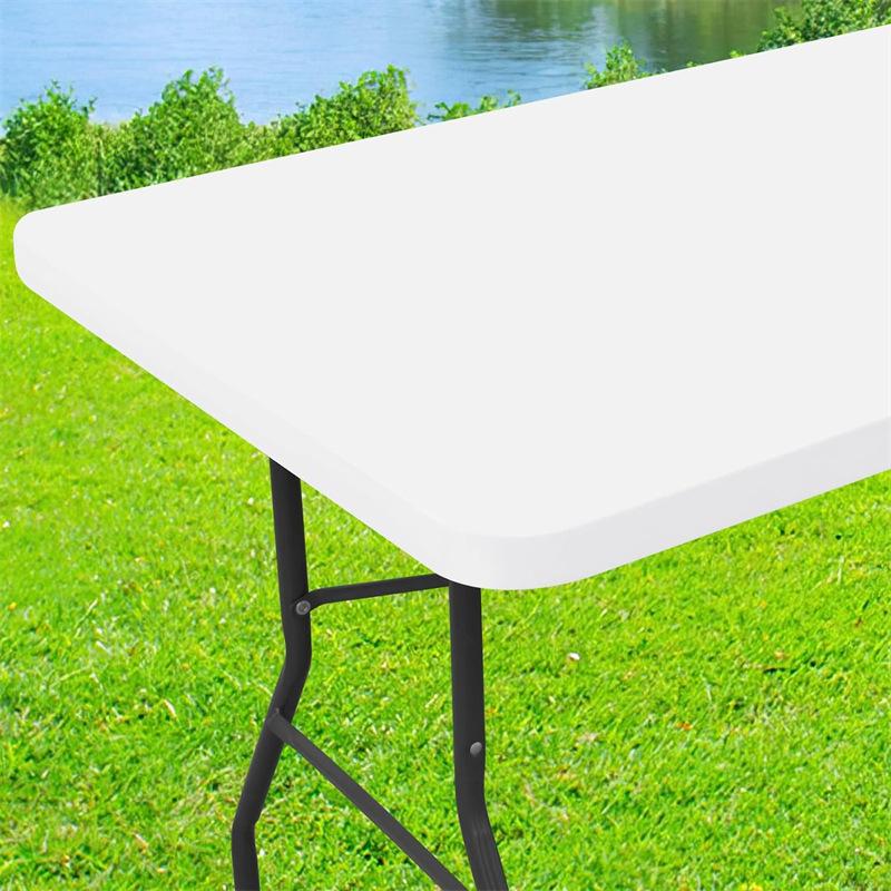 Rectangle Table Cloth Cover, Waterproof Polyester Elastic Fitted Tablecloth, Fits for 6 Foot Folding Tables ( 30" X 72")