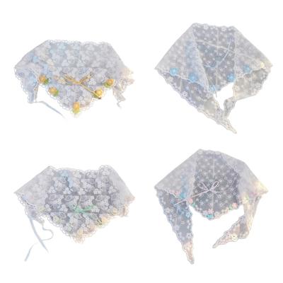 Girl Bows Bandana Elegant Headscarf Creative Bandana Hair Scarf Headwear Gifts Warm Lace Head Wrap Trendsetting