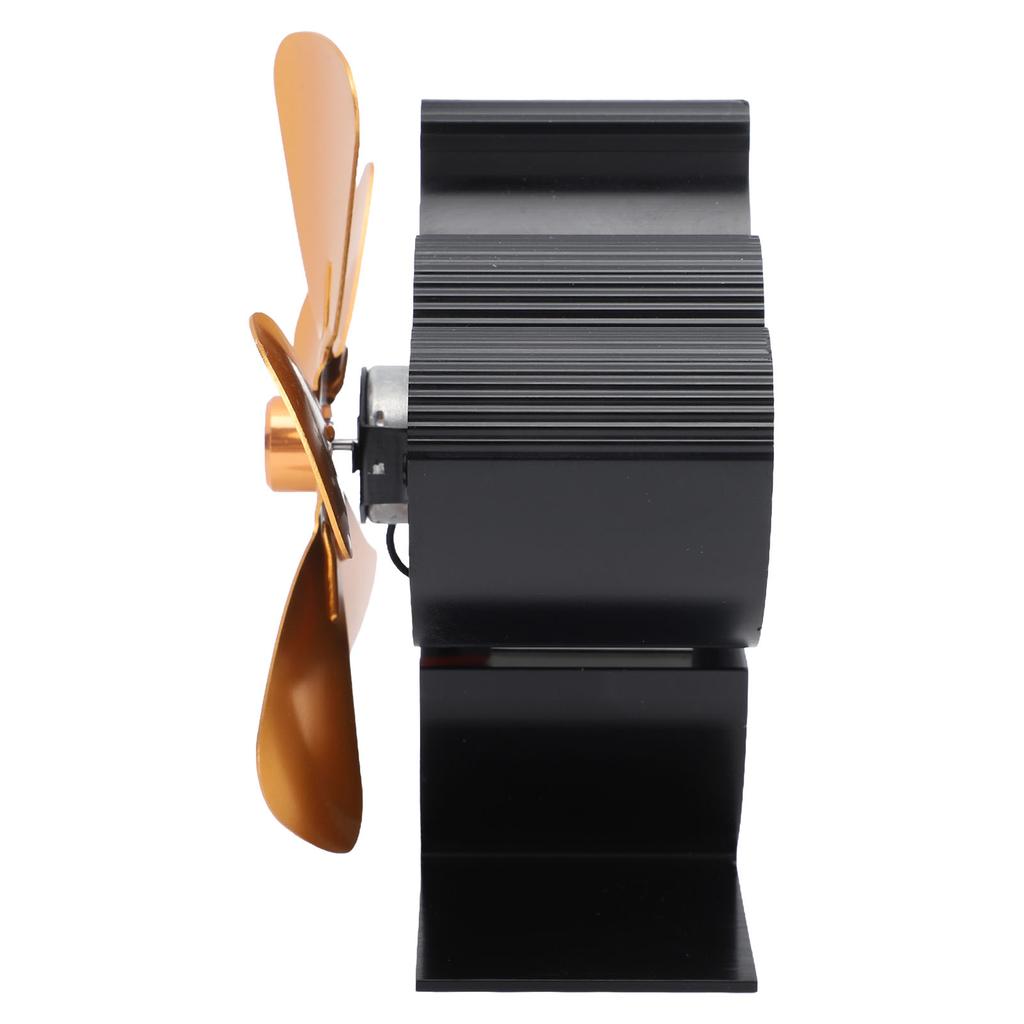 Heat Powered Stove Fan Aluminum Alloy Low Noise Sustainable Wood Stove Fan for Log Fireplace Gold