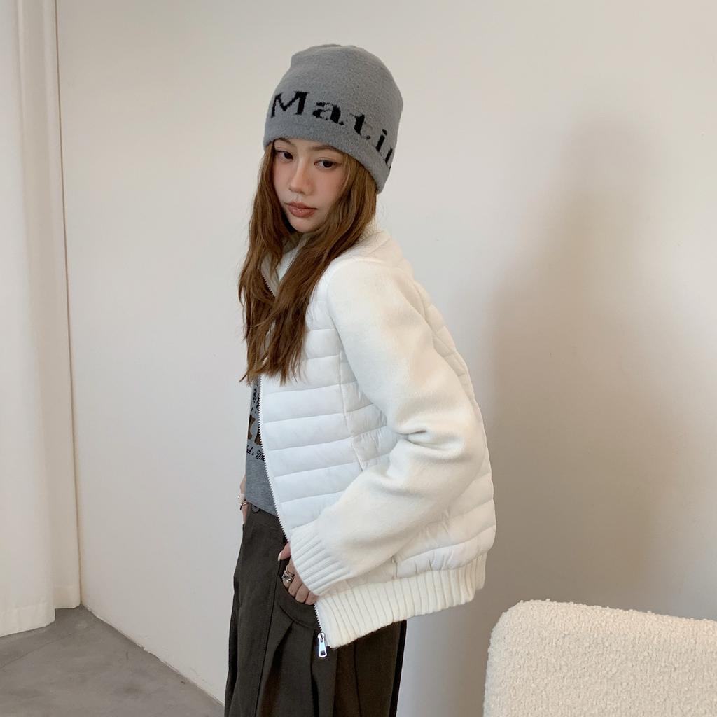 Knitted Splicing New Stand-Up Collar Ribs Cotton Clothes For Men And Women Short Men'S Thickened Warm Casual Couple Jacket Cotton-Padded Clothes