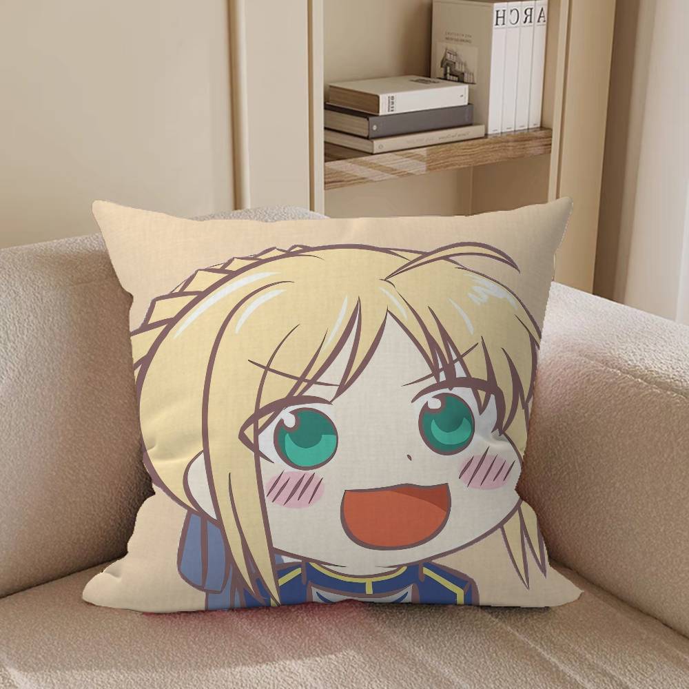Anime Artoria Pendragon Kuddfodral Bil Prydnadskuddfodral För Soffa Bil Julklapp 40x40cm 45x45cm