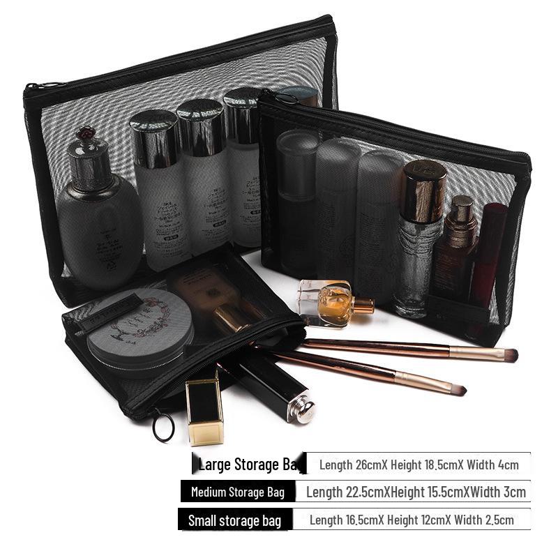 Korean Mini Mesh Travel Cosmetic Bag Set - Cute, Portable, Simple Storage Solution
