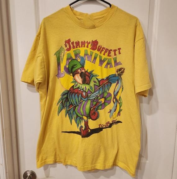 Vintage Jimmy Buffett Carnival Concert T Shirt Yellow UB683 Unisex T-Shirt XXL