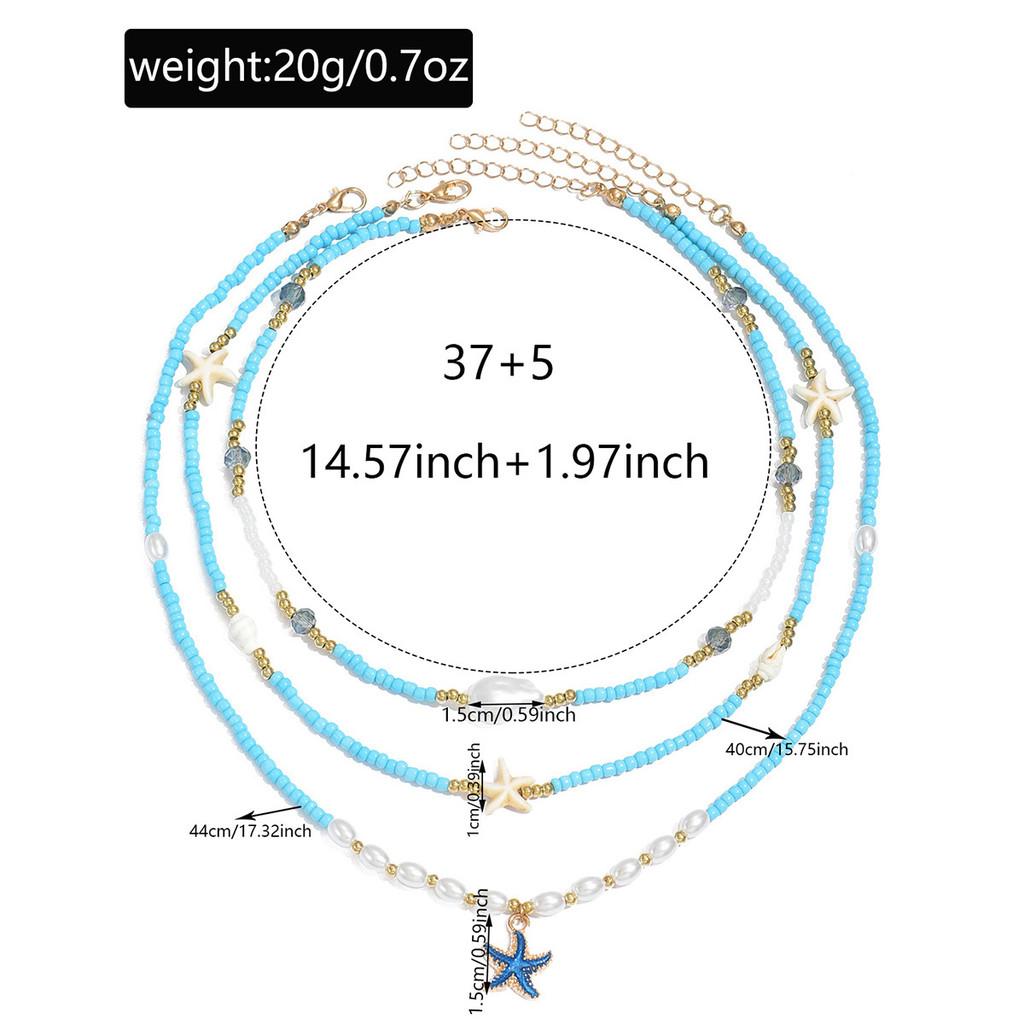 Pearl Starfish Necklace With Shell Beads For Summer Beach Vacation Jewelry