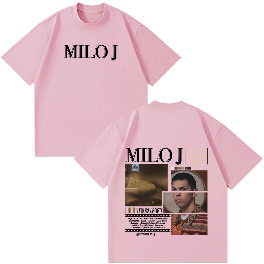 Rapper Milo J La Vida Era Mas Corta Tshirts Men Women Fashion Hip Hop Oversized T Shirt Cotton Short Sleeve Tee Shirt Streetwear