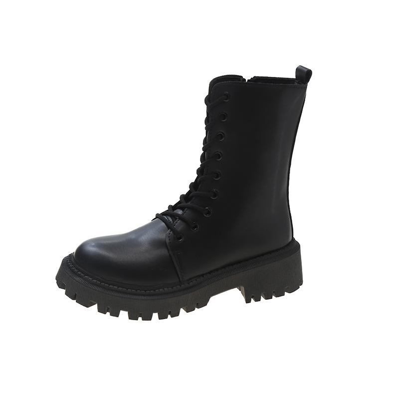 Ghete scurte de toamnă și iarnă europene și americane 2025 noi cu platformă albă, mărime mare, pantofi de damă, ghete Martin de damă, mărime mare 41, ghete de damă