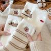 Australian Velvet Socks Medium Tube Socks Season Warm Velvet Thickened Embroidery Cute Cartoon Striped Home Sleep Socks
