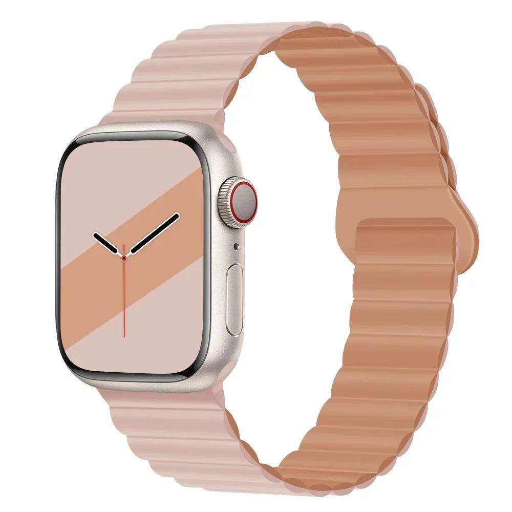 Magnetic Strap For Apple Watch Bands 45 38mm 49mm 40 42mm 41 44 Silicone Sport Bracelet iWatch Series ultra 9 6 5 7 8 se Correa