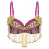 Adjustable Straps Belly Dance Tops Beaded Tassels Sparkly Bra Charming Dance Wear  Women