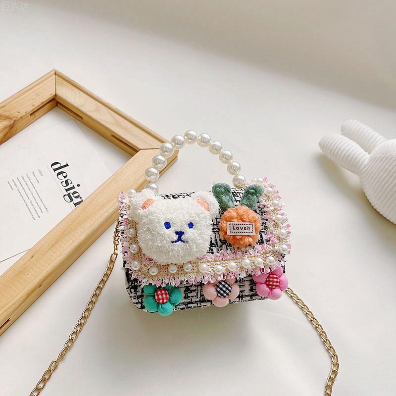 Stylish Children s Handbag Charming Princess Design With Pearl Details For Girls чёрный