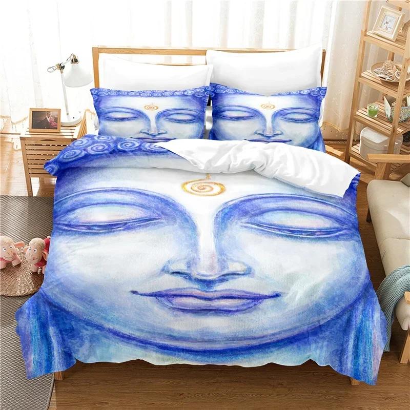Buddha Statue Comfortable Duvet Quilt Cover Pillowcase Bedding Set Children Bedroom Decoration Home Textile