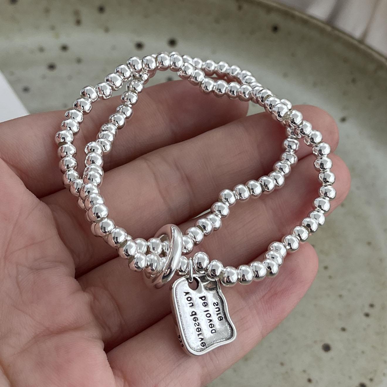 

100% Solid 925 Sterling Silver Retro Bracelet for Women Men Vintage Handmade Double Layers Beads Patern Bracelet Birthday Gift
