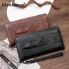 Portefeuille pochette en cuir vintage à motif crocodile grande capacité et sac pour téléphone pour homme