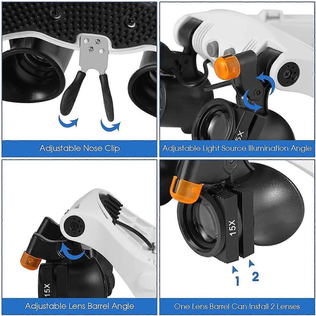 3x 4x 5x 6x 7x 10x 15x Led Magnifying Adjustable Head Magnifier Bracket Loupe Glasses|magnifiers