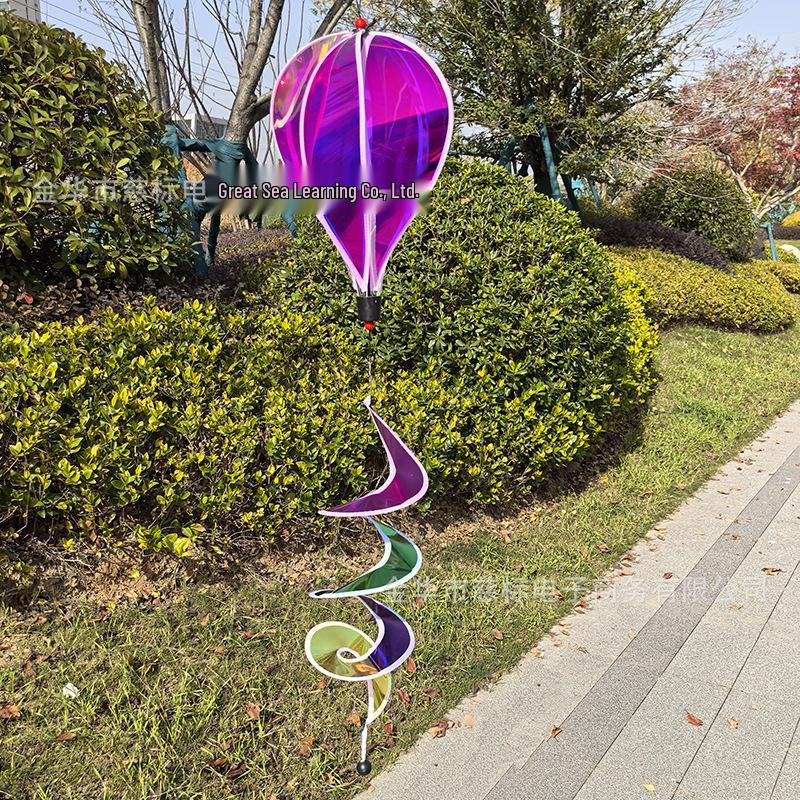 Rainbow Hot Air Balloon Garden Wind Spinner Ornament