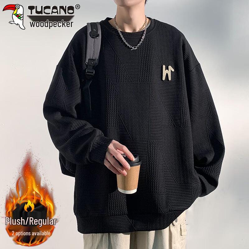 

TUCANO Men s Waffle Knit Long Sleeve Round Neck Sweatshirt 4XL