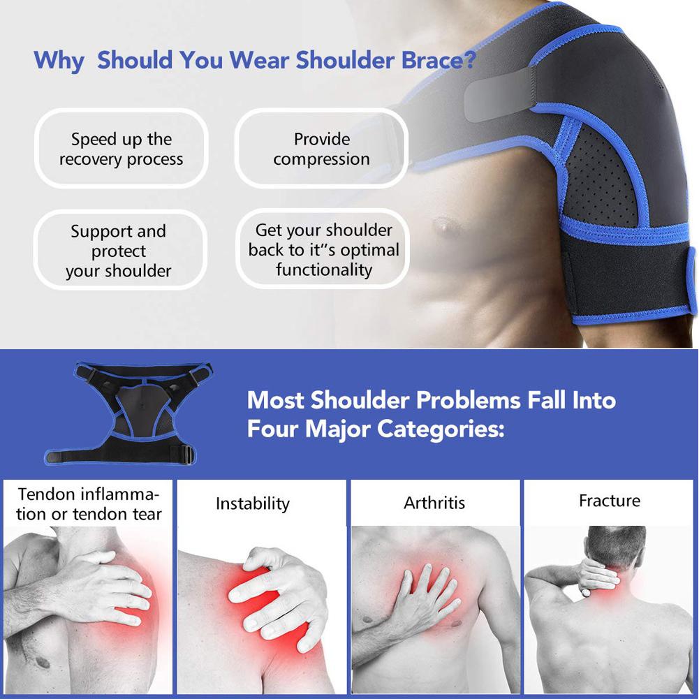4 Direction Adjustable Breathable Sports Single Shoulder Brace Protector Support Band Pad for Right LeftM(airbag