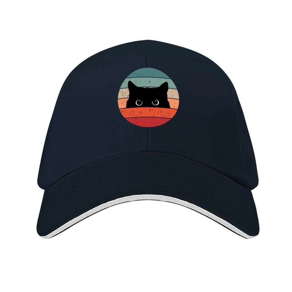 Black Cat Peeking Vintage Baseball Cap Birthday Sun Caps Hat Unisex Luxury Snapback Cap Womens Beach Unisexs