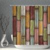 Wood Pattern Shower Curtain Cartoon Waterproof Polyester Fabric Bathroom With Hooks Machine Washable DIY Home Decor