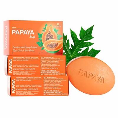 Morvin Papaya Whitening Soap with Papaya Extract,Shea Butter, 75g, Pack of 3