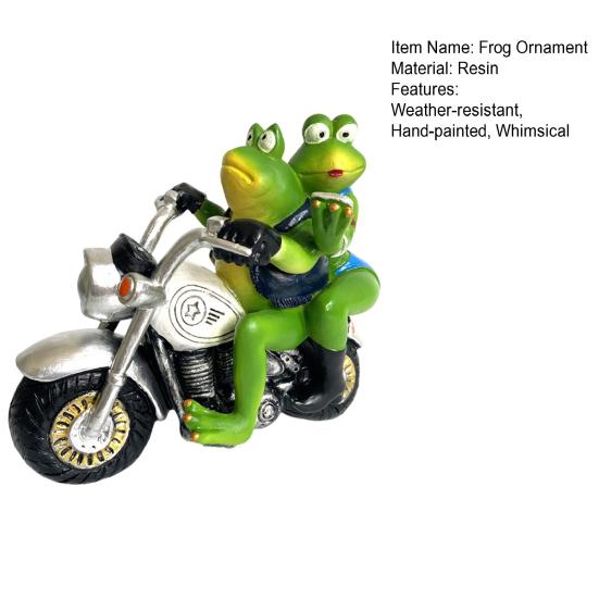 Motorcyclist Frog Figurine Frog Couple Statue Home Riding Motorcycle Decoration Frog Sculpture