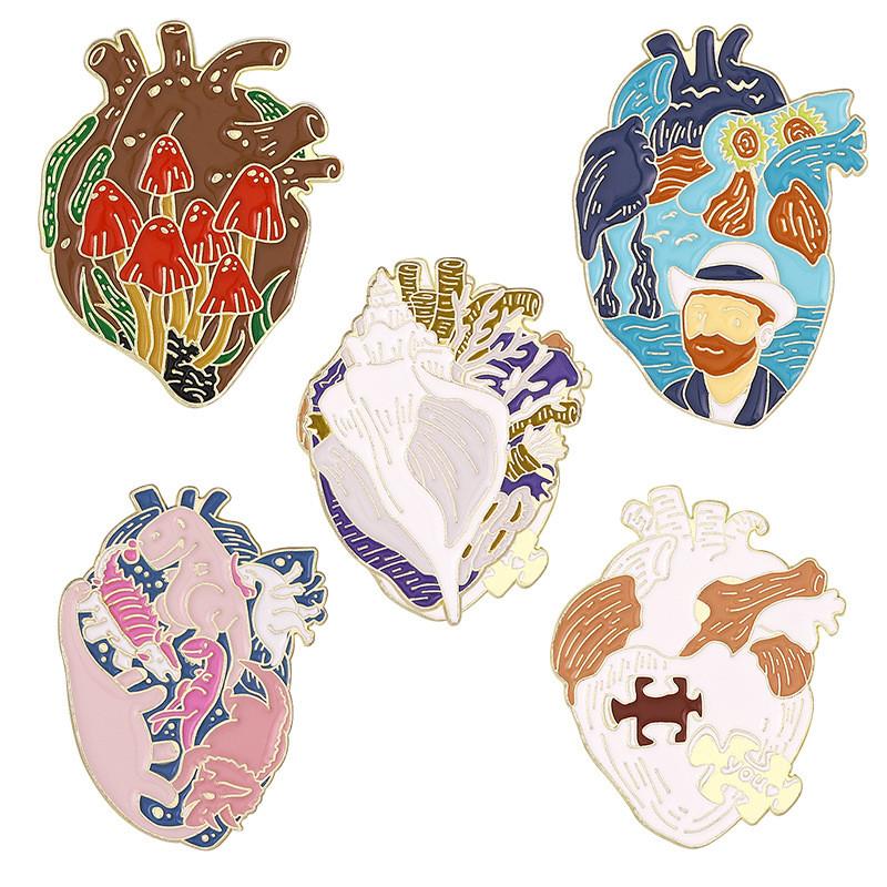 Unique Creative Heart Series Organ Love Heart Brooch Fashion Accessory For Clothing And Bags