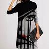 Autumn and Winter Women's Fashion Printed Semi-high Neck Long-sleeved Loose Dress for Women