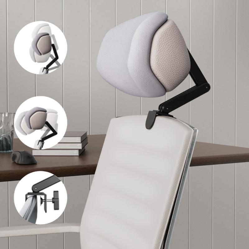 Ergonomic Neck Cushion For Office Chairs Removable Headrest Attachment With Memory Foam Cores Adjustable Height Angled